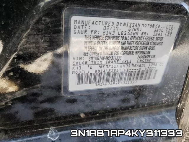 3N1AB7AP4KY311333 фото 2