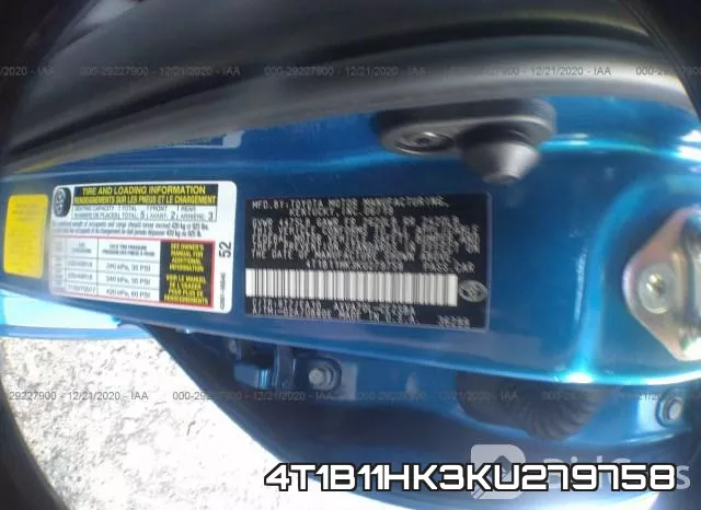 4T1B11HK3KU279758 фото 9
