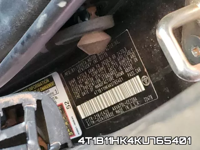 4T1B11HK4KU765401 фото 2