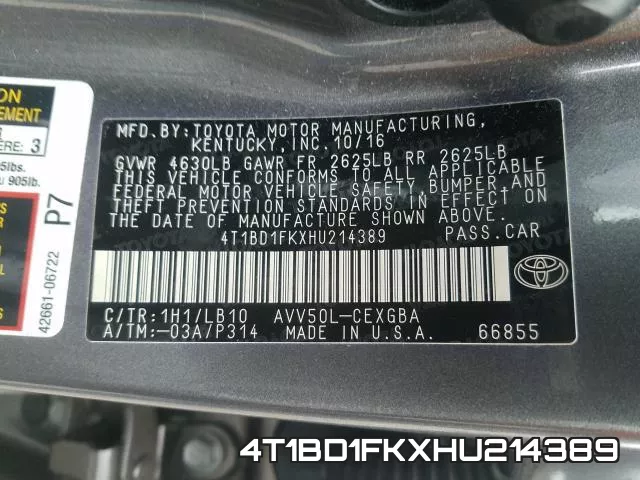 4T1BD1FKXHU214389 фото 2
