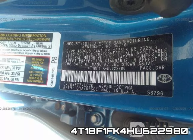4T1BF1FK4HU622980 фото 9
