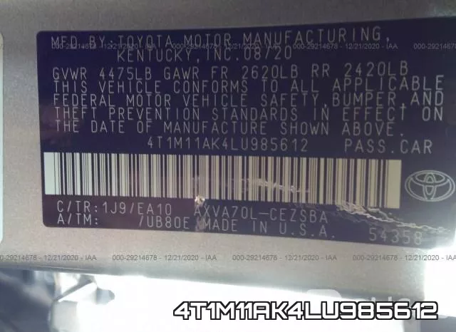 4T1M11AK4LU985612 фото 10