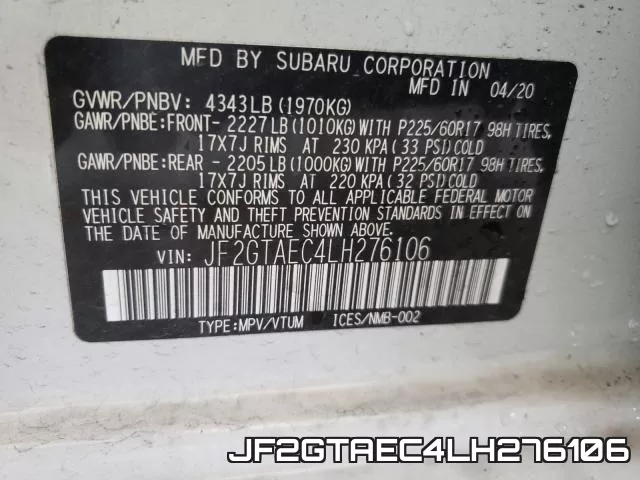 JF2GTAEC4LH276106 фото 2