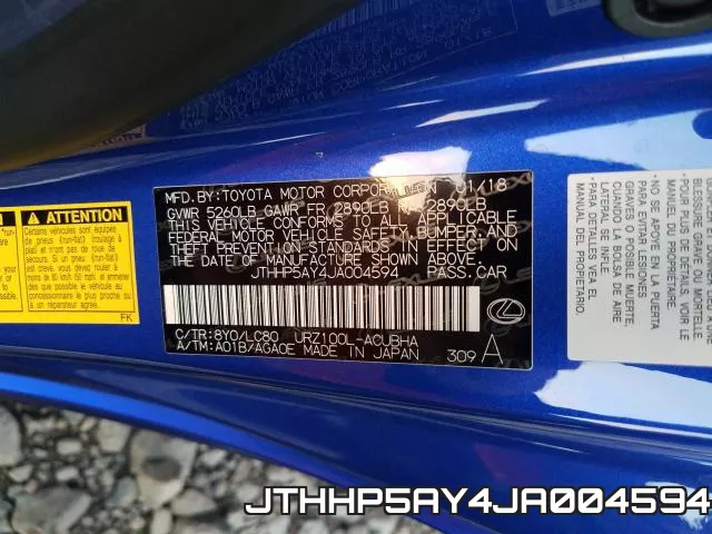 JTHHP5AY4JA004594 фото 2