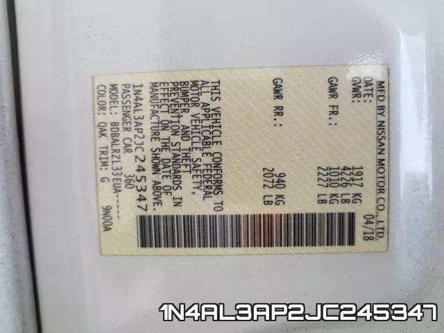 1N4AL3AP2JC245347 фото 2