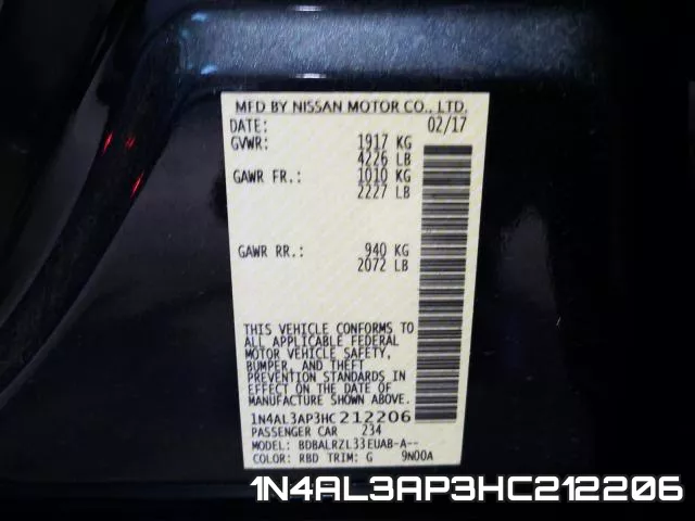 1N4AL3AP3HC212206 фото 2
