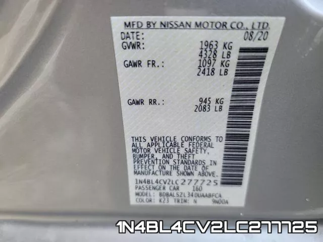 1N4BL4CV2LC277725 фото 2