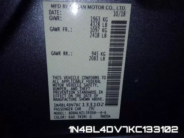 1N4BL4DV7KC133102 фото 2