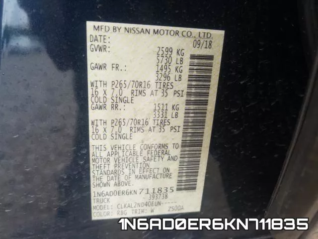 1N6AD0ER6KN711835 фото 2