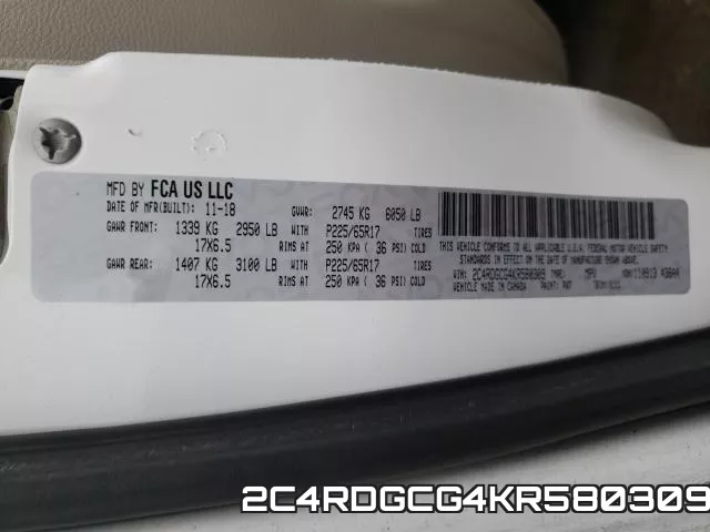2C4RDGCG4KR580309 фото 2
