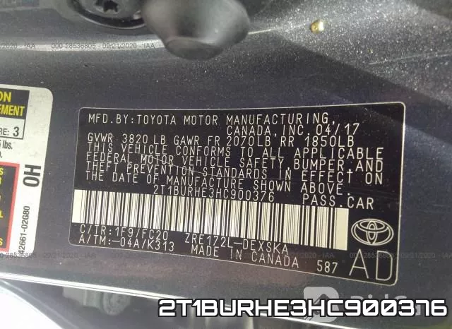 2T1BURHE3HC900376 фото 9