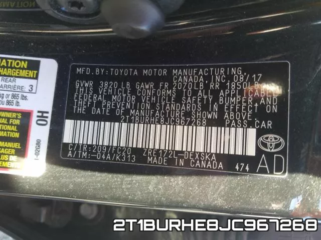 2T1BURHE8JC967268 фото 2