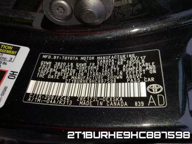 2T1BURHE9HC887598 фото 2