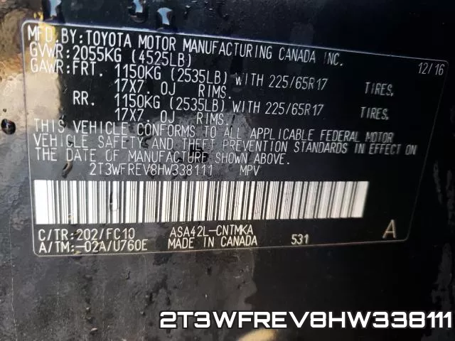 2T3WFREV8HW338111 фото 2