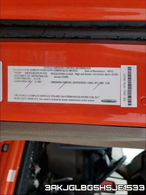3AKJGLBG5HSJE1533 фото 2