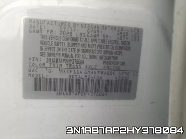 3N1AB7AP2HY378084 фото 2