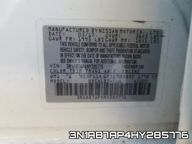 3N1AB7AP4HY285776 фото 2