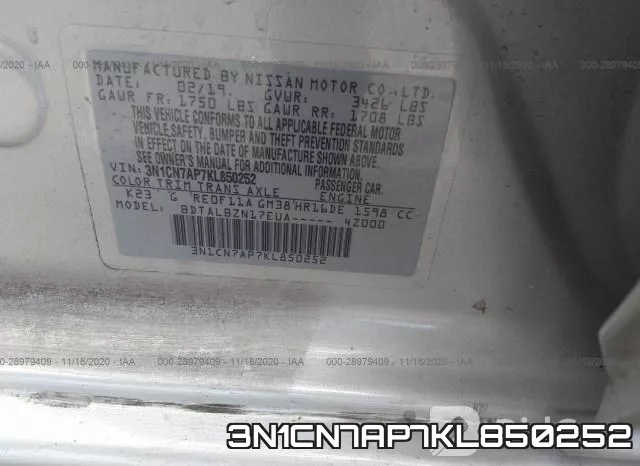 3N1CN7AP7KL850252 фото 10
