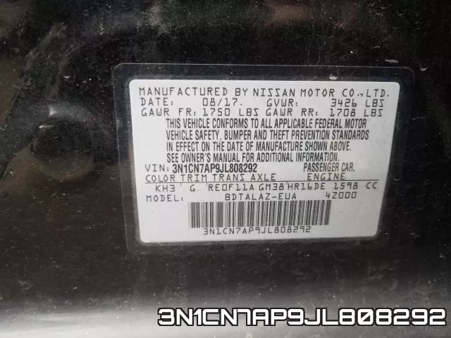 3N1CN7AP9JL808292 фото 2