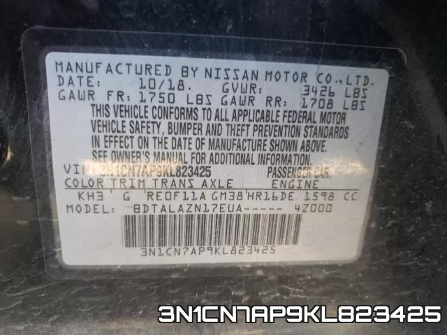 3N1CN7AP9KL823425 фото 2