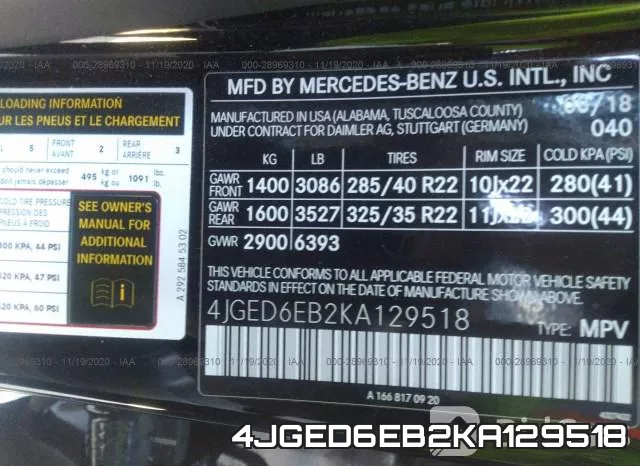 4JGED6EB2KA129518 фото 9