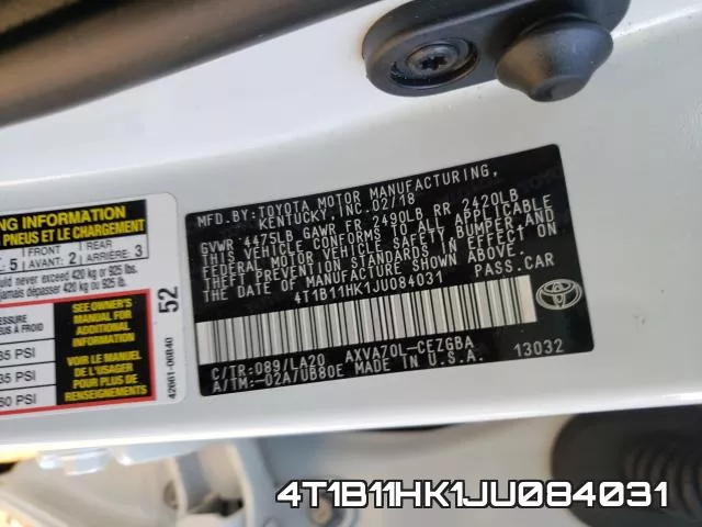 4T1B11HK1JU084031 фото 2