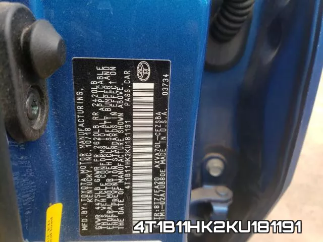 4T1B11HK2KU181191 фото 2