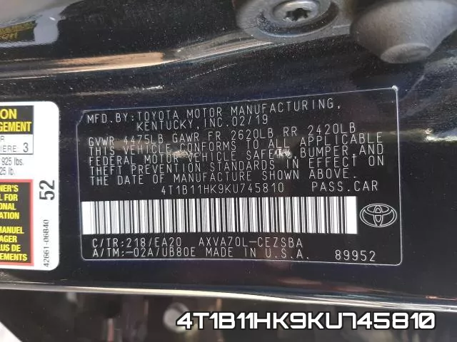 4T1B11HK9KU745810 фото 2