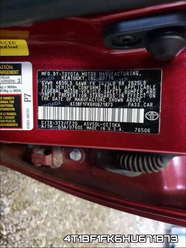 4T1BF1FK6HU671873 фото 2