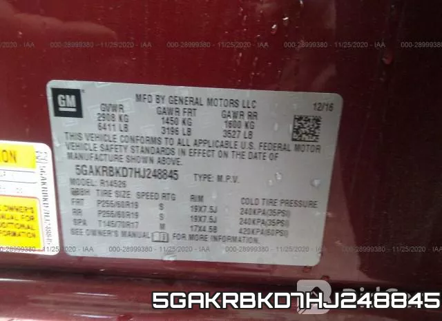5GAKRBKD7HJ248845 фото 10
