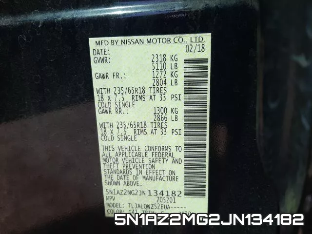 5N1AZ2MG2JN134182 фото 2