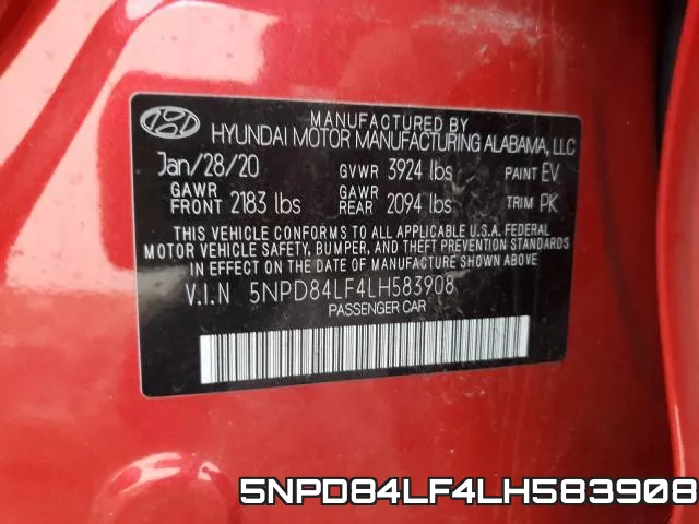 5NPD84LF4LH583908 фото 2