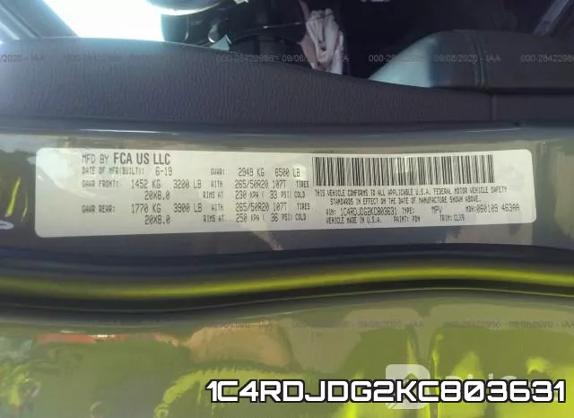 1C4RDJDG2KC803631 фото 8