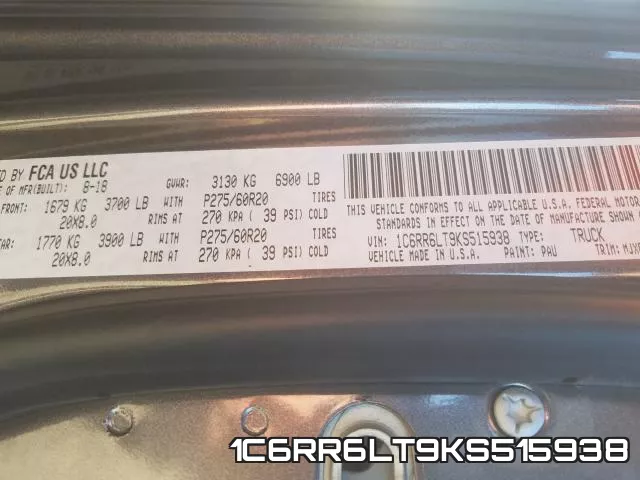 1C6RR6LT9KS515938 фото 2