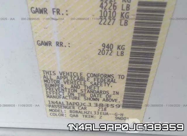 1N4AL3AP0JC138359 фото 10