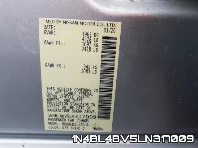 1N4BL4BV5LN317009 фото 2