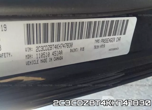 2C3CDZBT4KH747830 фото 8