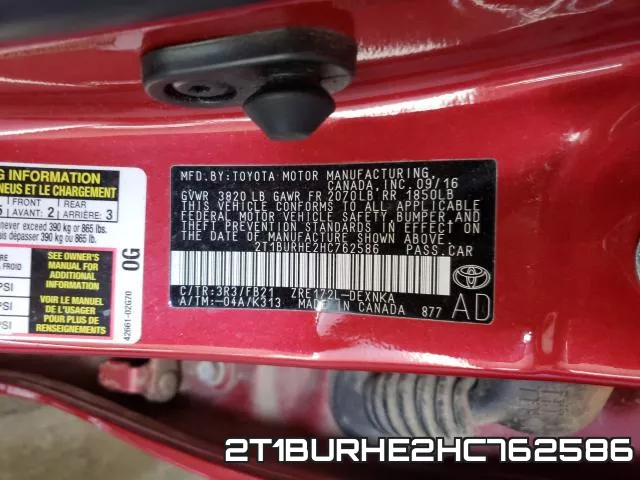 2T1BURHE2HC762586 фото 2