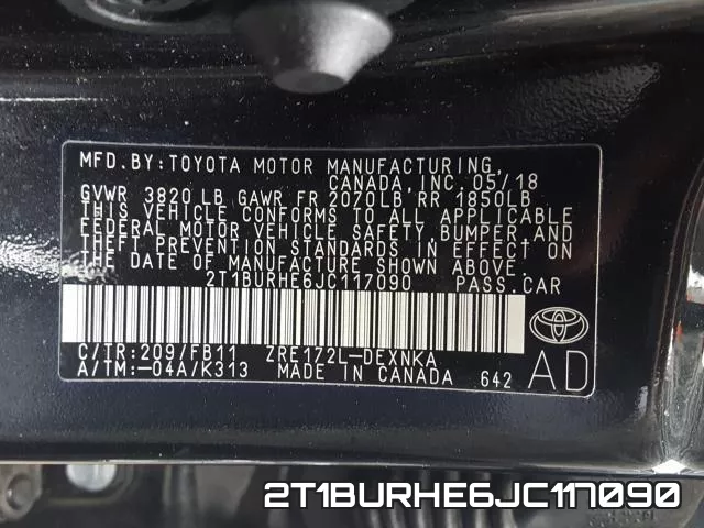 2T1BURHE6JC117090 фото 2