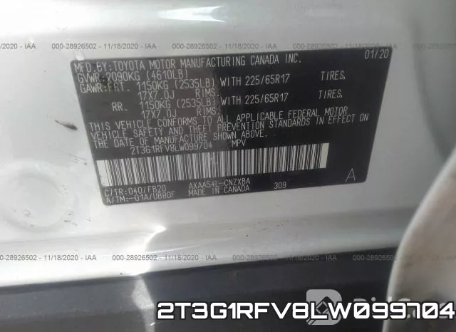 2T3G1RFV8LW099704 фото 9