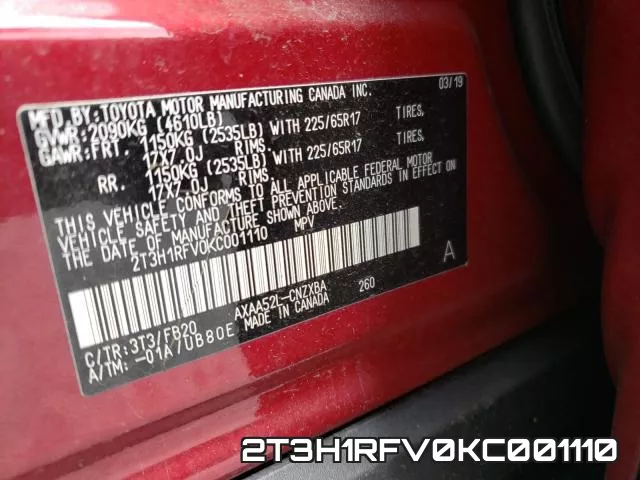 2T3H1RFV0KC001110 фото 2