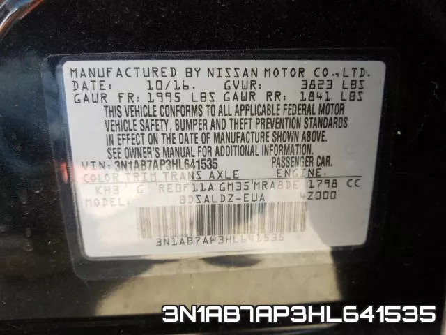 3N1AB7AP3HL641535 фото 2