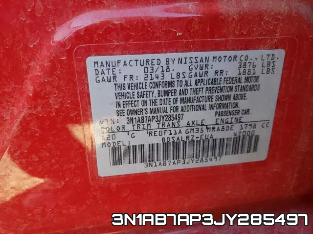 3N1AB7AP3JY285497 фото 2