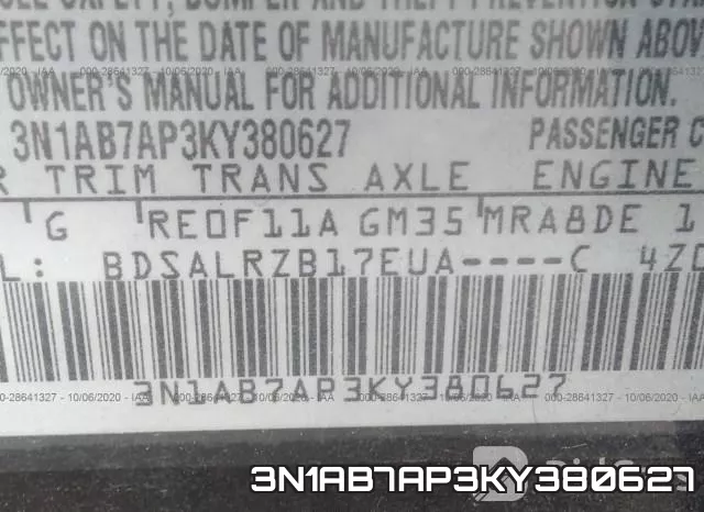 3N1AB7AP3KY380627 фото 9