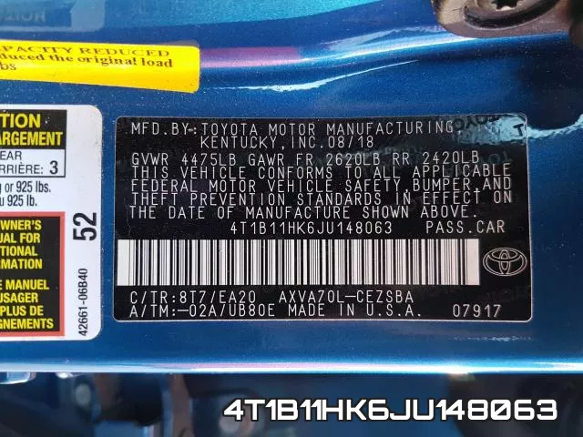4T1B11HK6JU148063 фото 2