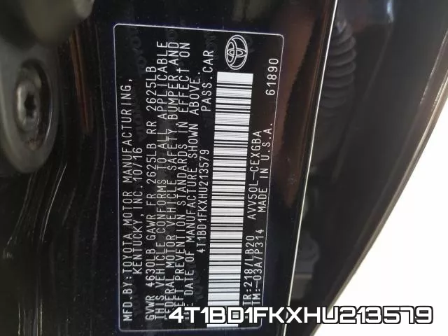 4T1BD1FKXHU213579 фото 2