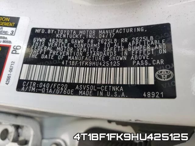 4T1BF1FK9HU425125 фото 2