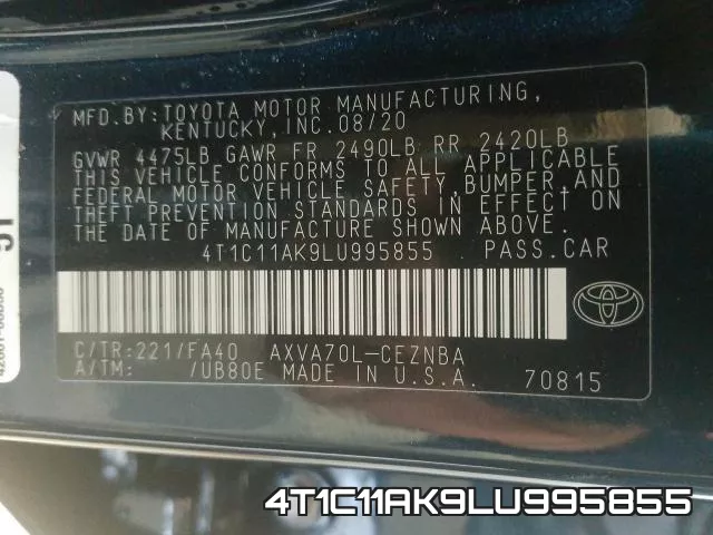 4T1C11AK9LU995855 фото 2
