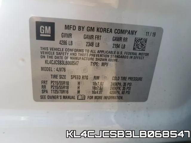 KL4CJCSB3LB068547 фото 2