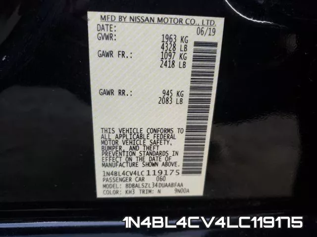 1N4BL4CV4LC119175 фото 2